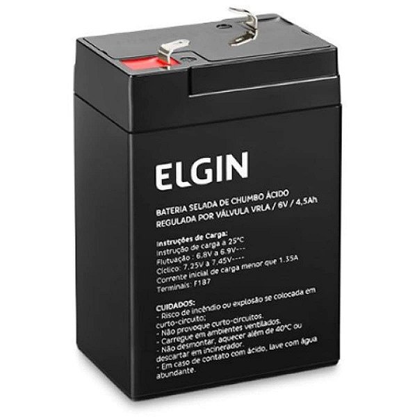 Bateria Selada, Elgin, 6V, 4,5 Ah, Chumbo, Vrla