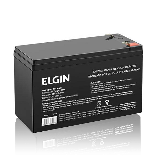 Bateria Selada Elgin 12V VRLA Alarme Terminal F1 - 12V para Alarmes