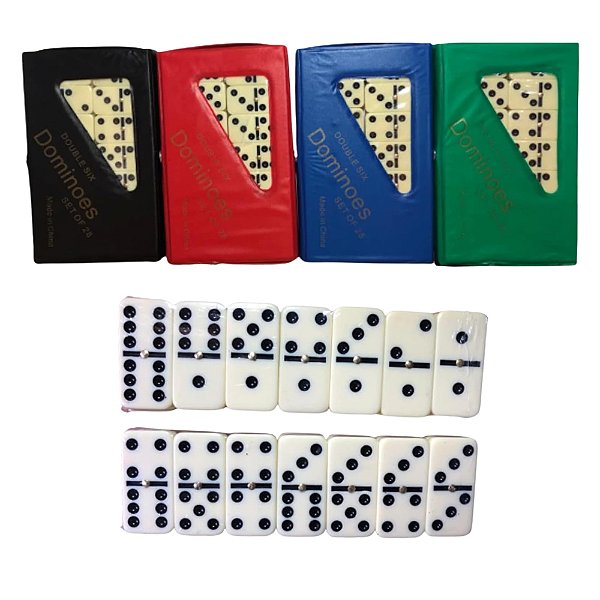 Jogo de Dominó Profissional de Osso com 28 Peças e Estojo de Maleta Resistente em Diversas Cores (preto)