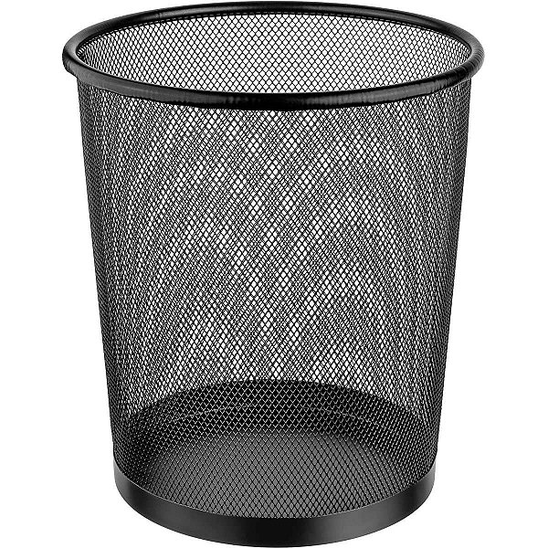 Lixeira de Metal Redonda, 8.5L, Cor Preta, Orden