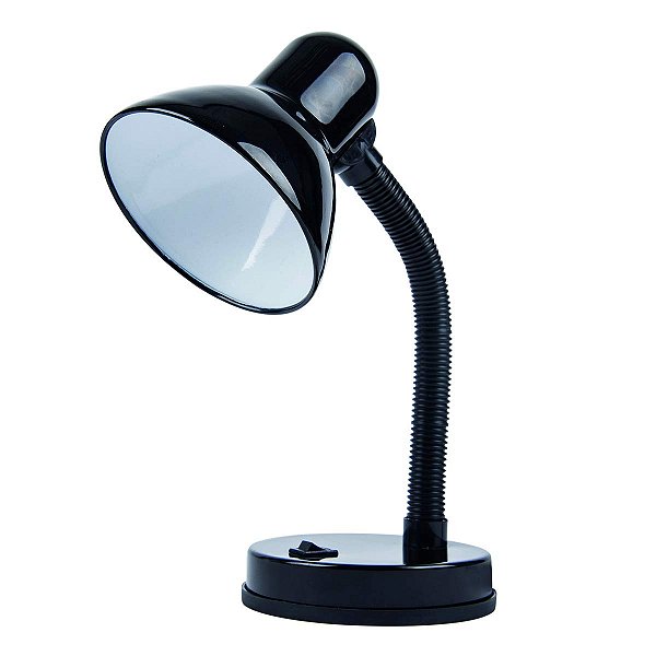 Luminária de Mesa, Preta, Até 40W