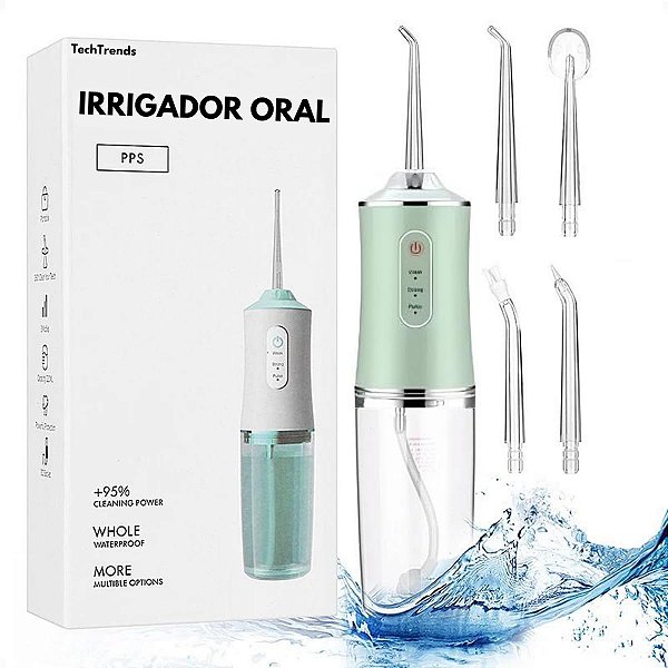 Irrigador Oral Limpeza Profunda Jato D'àgua Supersônico 3 Modos Diferentes Tanque de 220ML Branco Premium Para Dentes e