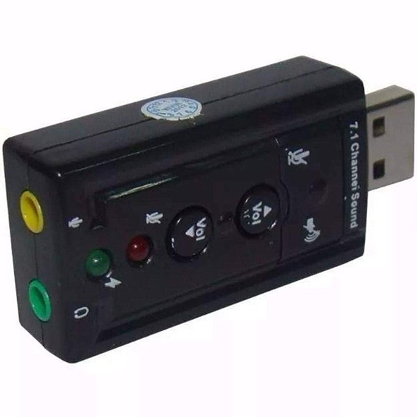 Adaptador Placa de Som USB 7.1 com P2 PC Notebook