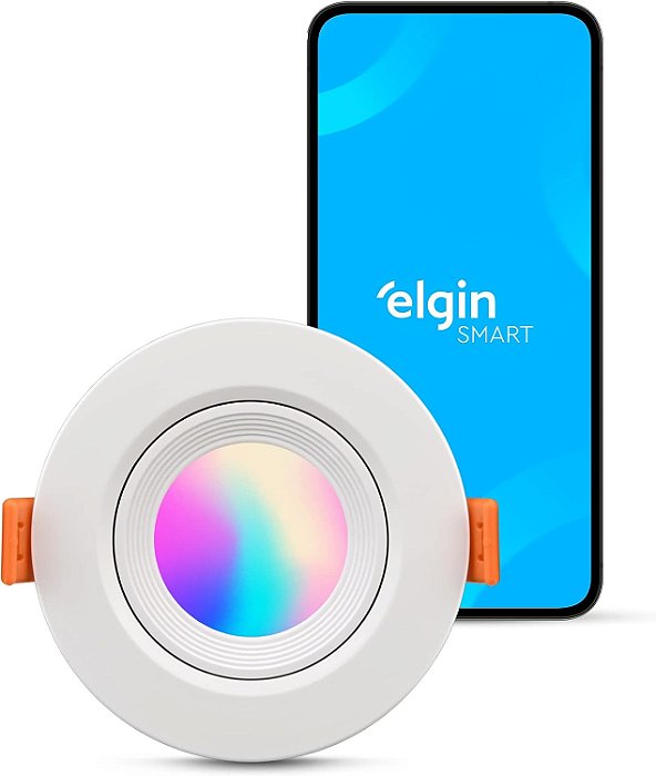 Luminária de Embutir LED Ecospot Inteligente 5W 3000-6500K Elgin Redonda Wi-Fi RGB