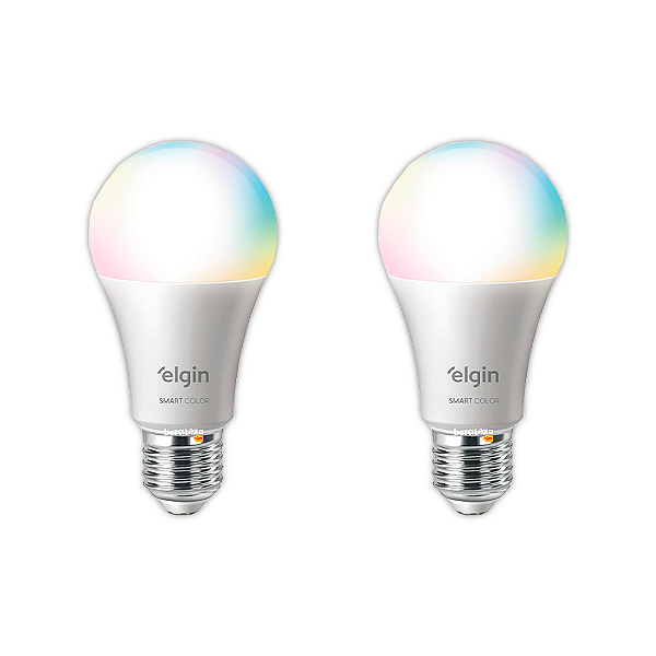 Lâmpada Inteligente Smart Color 10W Elgin RGB Wi-Fi - Compatível Alexa - KIT 2
