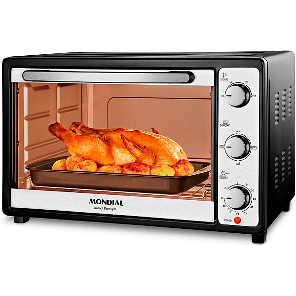 Forno Elétrico de Bancada Mondial Grand Family II 52L 1800W 220V Preto/Inox - FRN-52-B