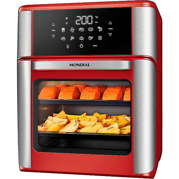 Fritadeira Air Fryer Forno Oven Mondial 12L Vermelho/Inox 2200W 220V - AFON-12L-RI