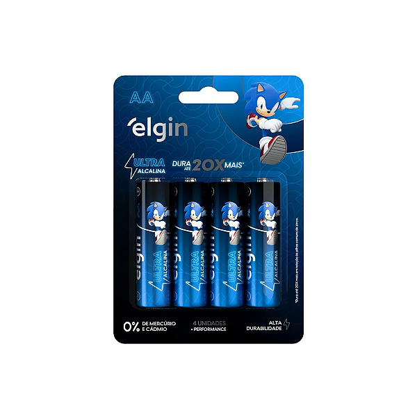 Pilha Ultra Alcalina AA Elgin 1,5V Cartela com 4 Unidades