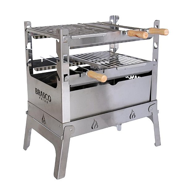 Churrasqueira Portátil SMART 4035 - Aço Inox com Espetos e Grelhas