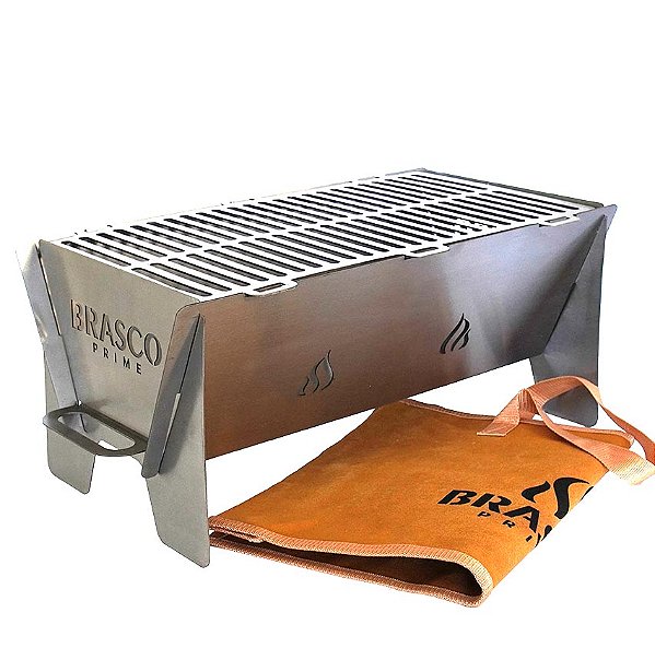 Churrasqueira Portátil Compacta em Inox - Mini Parrilla HAPPY - Com Bag