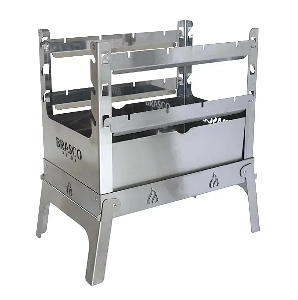 Kit Churrasqueiras Portáteis Compactas em Inox - 6 Und Mini Parrilla TRI- Com Bag + 10 Und SMART 4035 (Somente a churrasqueira)