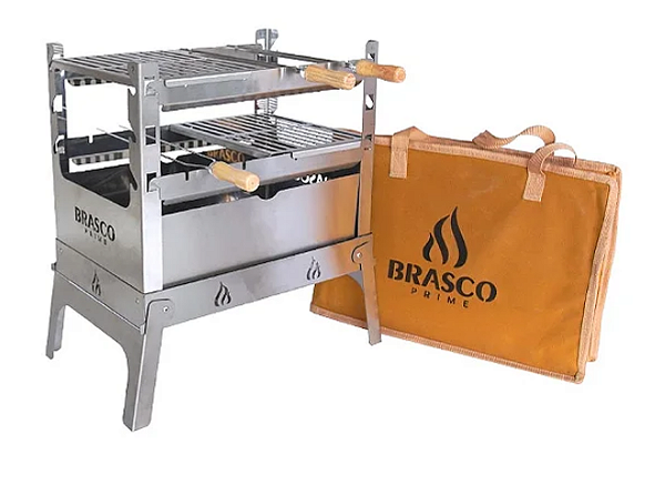 Churrasqueira Portátil SMART 6040 Grande 1,5 mm- Aço Inox com Grelhas - Com Bag