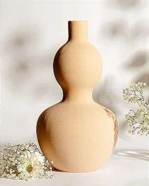 Vaso Cerâmica Palazzo Rústico Bege Grande