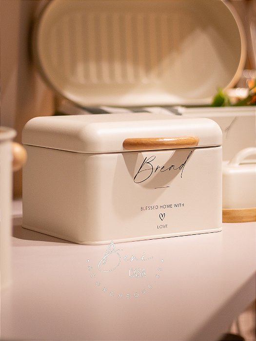 Porta Pão Metal Off White Pequeno Blessed