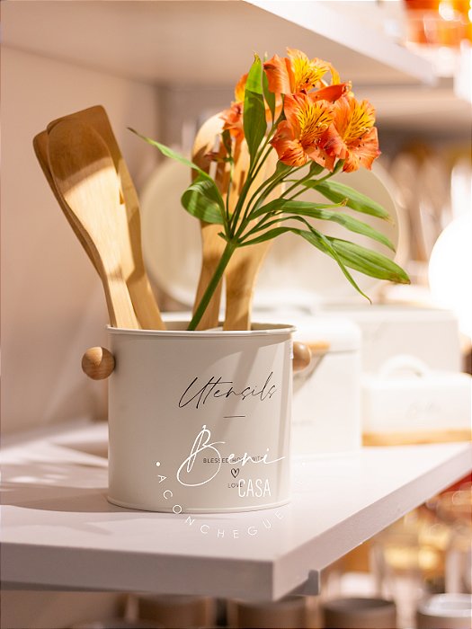 Porta Utensílios Metal Blessed Off White