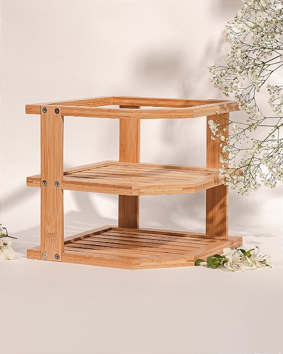 Organizador de Canto em Bambu com 2 Andares