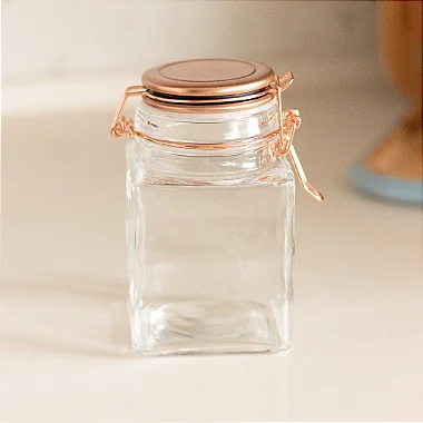 Pote Vidro Hermético Rose Gold Médio