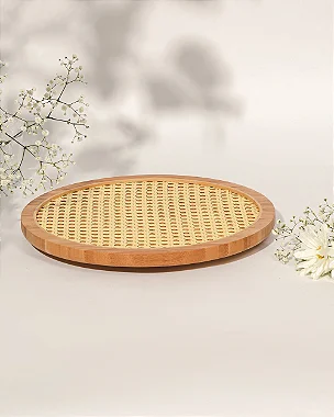 Bandeja Bambu Giratória Palhinha