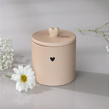 Pote Cute Heart Bege Pequeno
