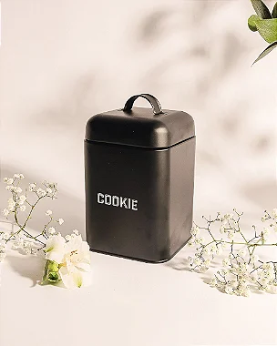 Pote Lata Retro Cookie Preto