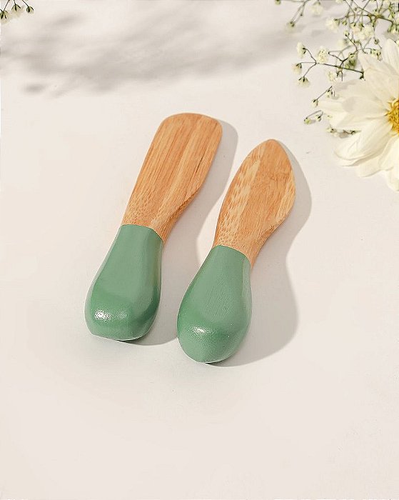 Jogo Utensílios Queijo Bambu Verde 2 Peças