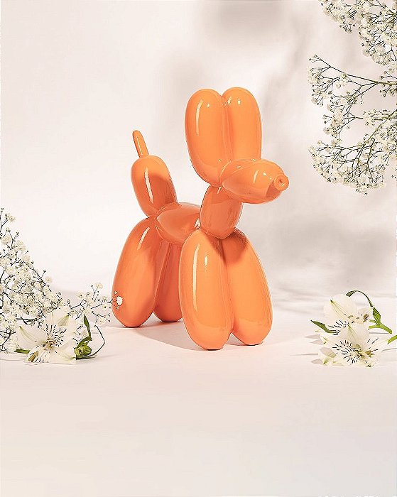 Escultura Poliresina Cachorro Balloon Laranja