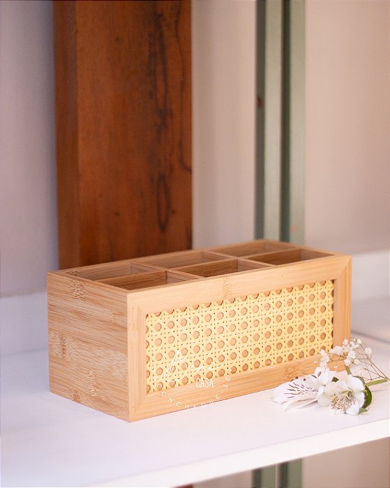 Porta Talheres Bambu Palhinha 6 Nichos