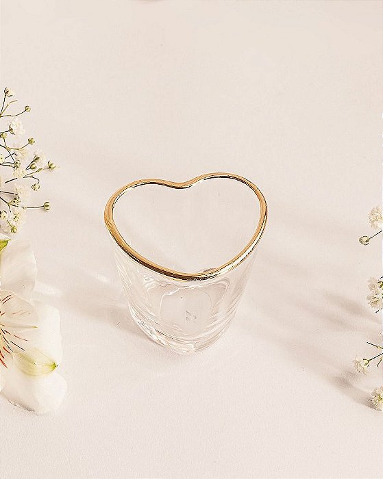 Copo Shot Coração Fio de Ouro 50ml