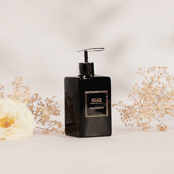 Porta Sabonete Líquido Home Quadrado Preto