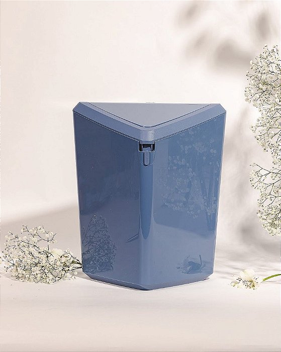 Lixeira Prisma Tampa Basculante Azul 12l