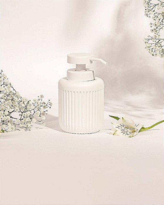 Porta Sabonete Líquido Canelado Cimento Branco