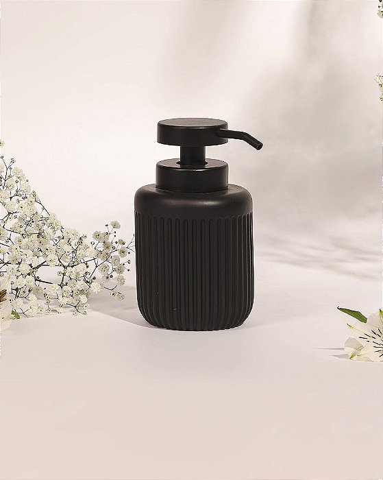 Porta Sabonete Líquido Cimento Canelado Preto