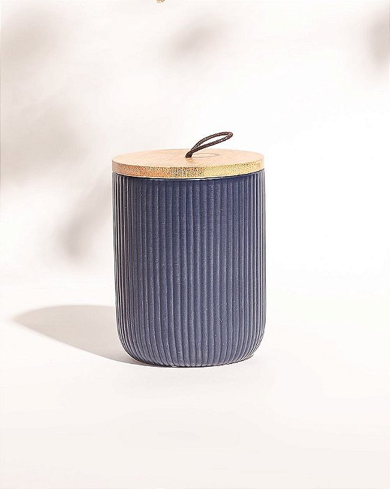 Pote Cerâmica Lines Azul Pequeno