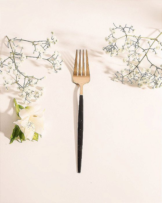 Garfo Mesa Aço Inox Champanhe Preto