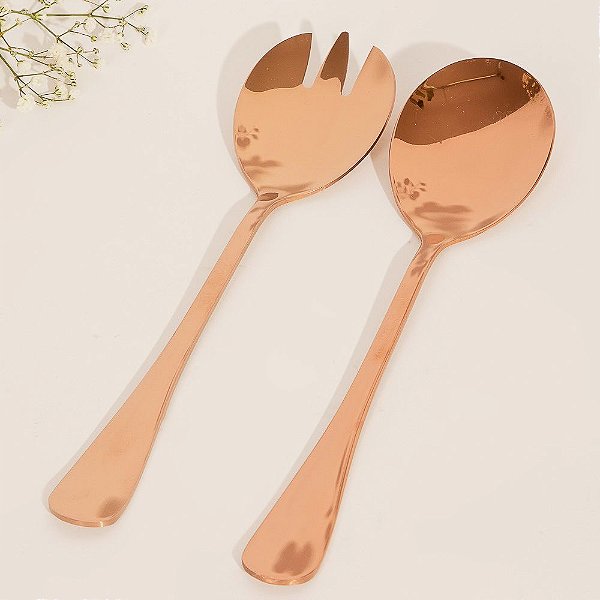 Par Talheres Salada Inox Rose Gold