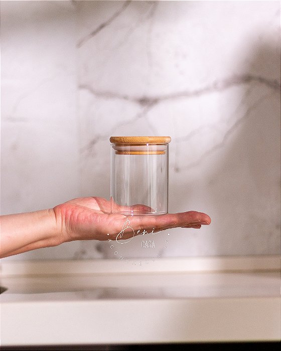 Pote Vidro Tampa Bambu 200ml