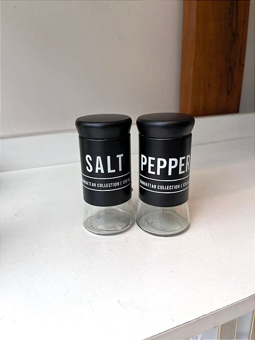Saleiro e Pimenteiro Vidro Manhattan Preto
