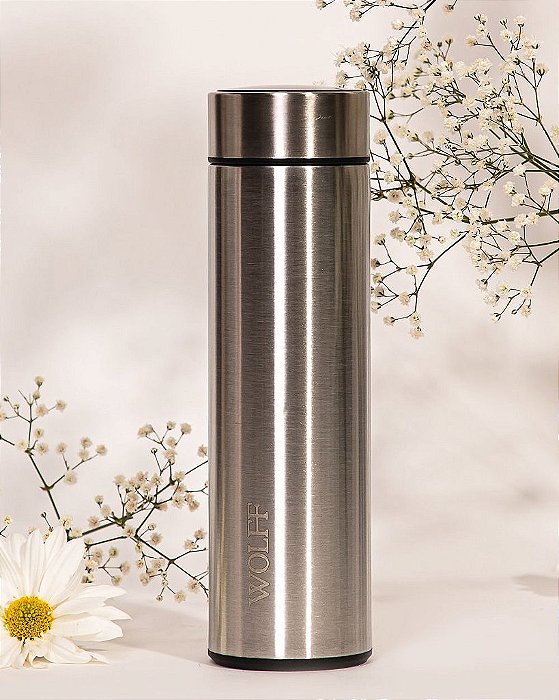 Garrafa Térmica Inox Termômetro Prata 500ml