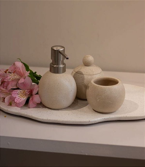 Conjunto Lavabo Poliresina Bege