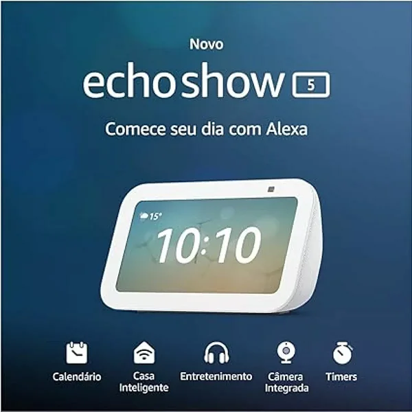 Assistente Virtual Echo Show 5 (3ª Geração) com Alexa | Display 5.5” Branco Bivolt Original Amazon