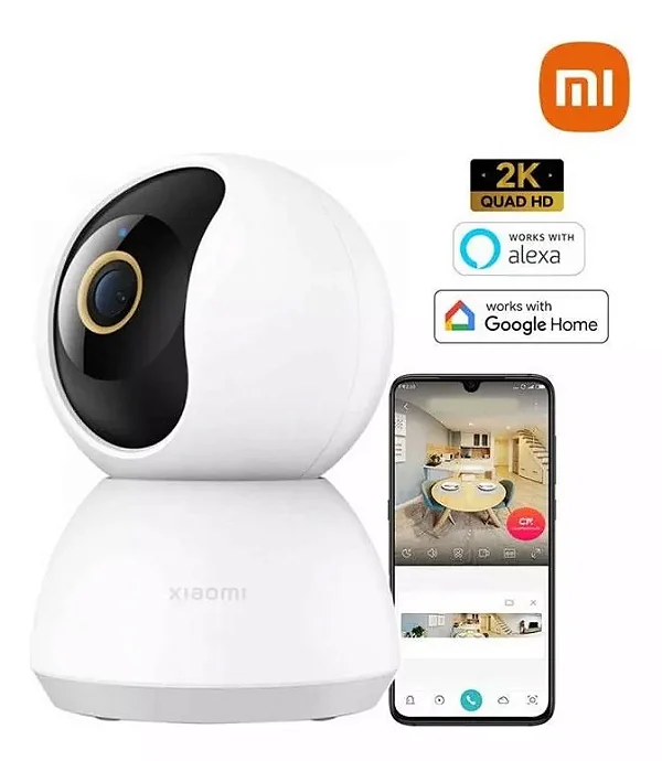 Câmera de Segurança Xiaomi C300 2K – Visão 360°, Detecção de Pessoas, Conexão Wi-Fi, Cor Branca