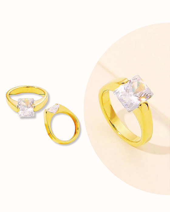 ANEL CRISTAL ZIRCÔNIA RETANGULAR