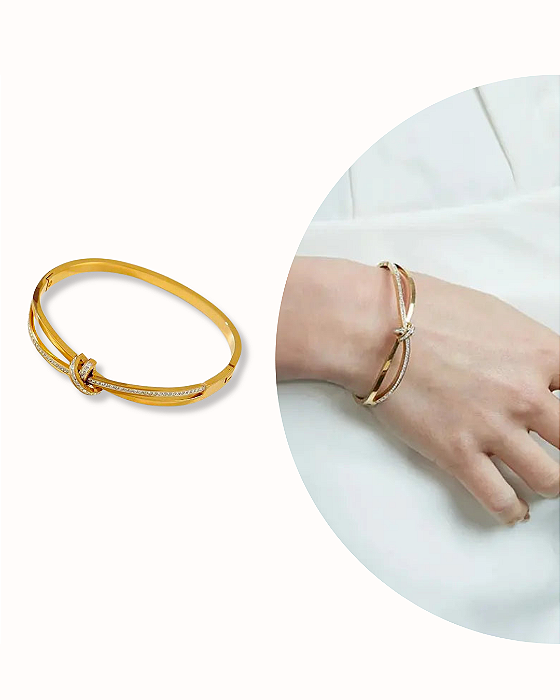 BRACELETE ENTRELAÇADO PEDRAS BRILHANTES