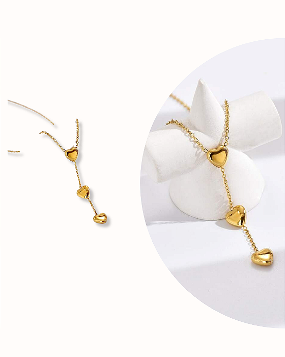 COLAR DOURADO GRAVATA DE CORAÇÃO