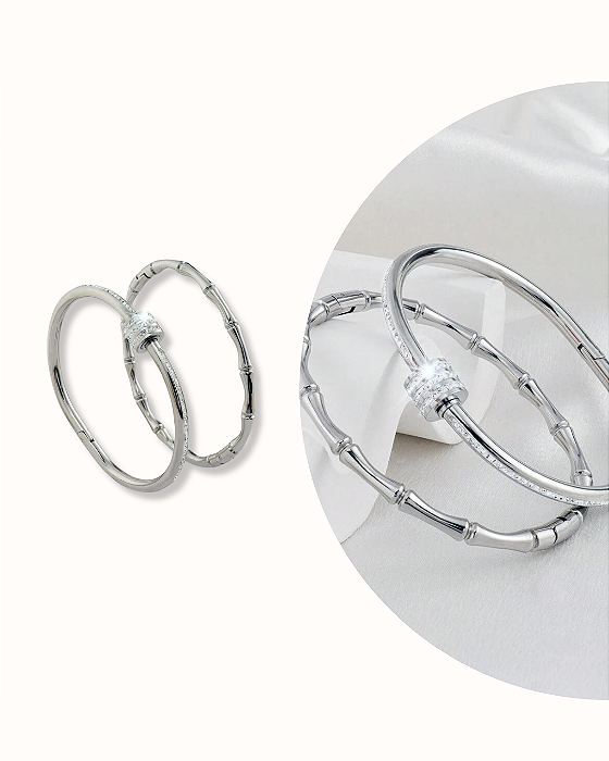 PULSEIRA PRATA BAMBO CRAVEJADA
