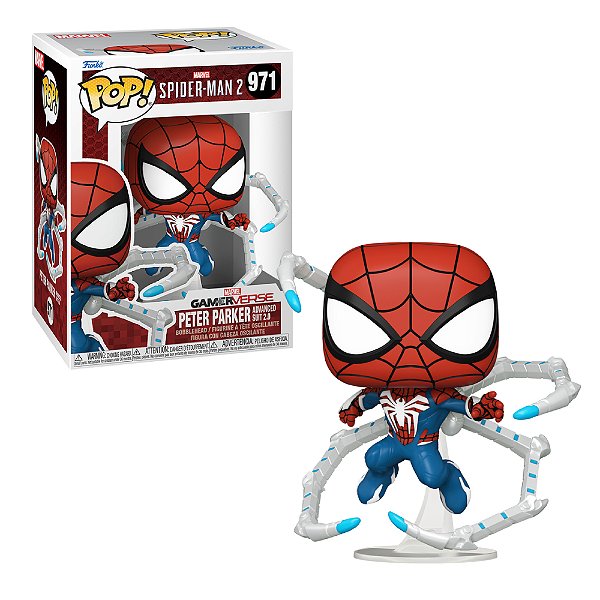 Funko Pop Marvel Spider-Man 2 Peter Parker Advanced Suit 2.0 971 - Caixa Danificada