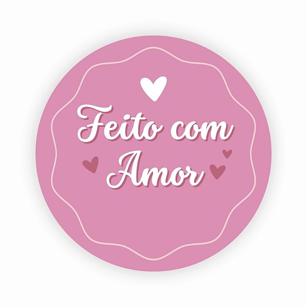 Adesivos "Feito com Amor" - 4x4cm - 100 unid.