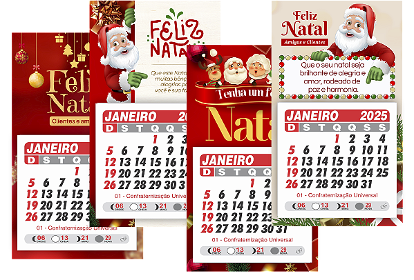 Ímã de Geladeira com Mini Calendário 2025 - Lembrancinha / Mimo Natal - 20 unidades