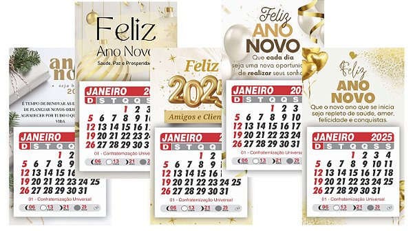 Ímã de Geladeira com Mini Calendário 2025 - Lembrancinha / Ano Novo - 20 unidades