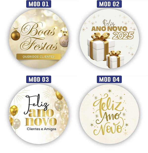Adesivos Personalizados: "Ano Novo" - 4x4cm